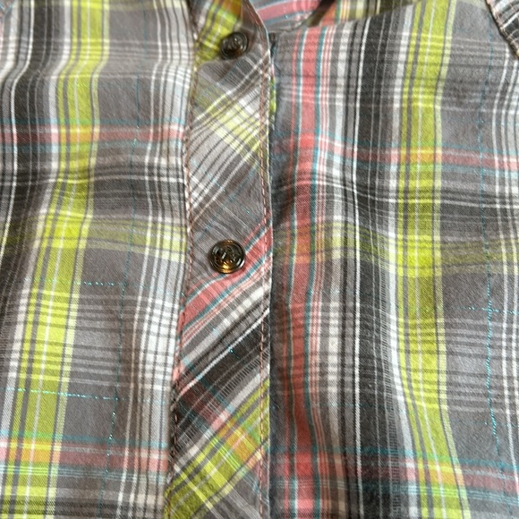 Wrangler Rock 47 snap western shirt steer yoke gray plaid bedazzle shoulder back - Picture 14 of 16